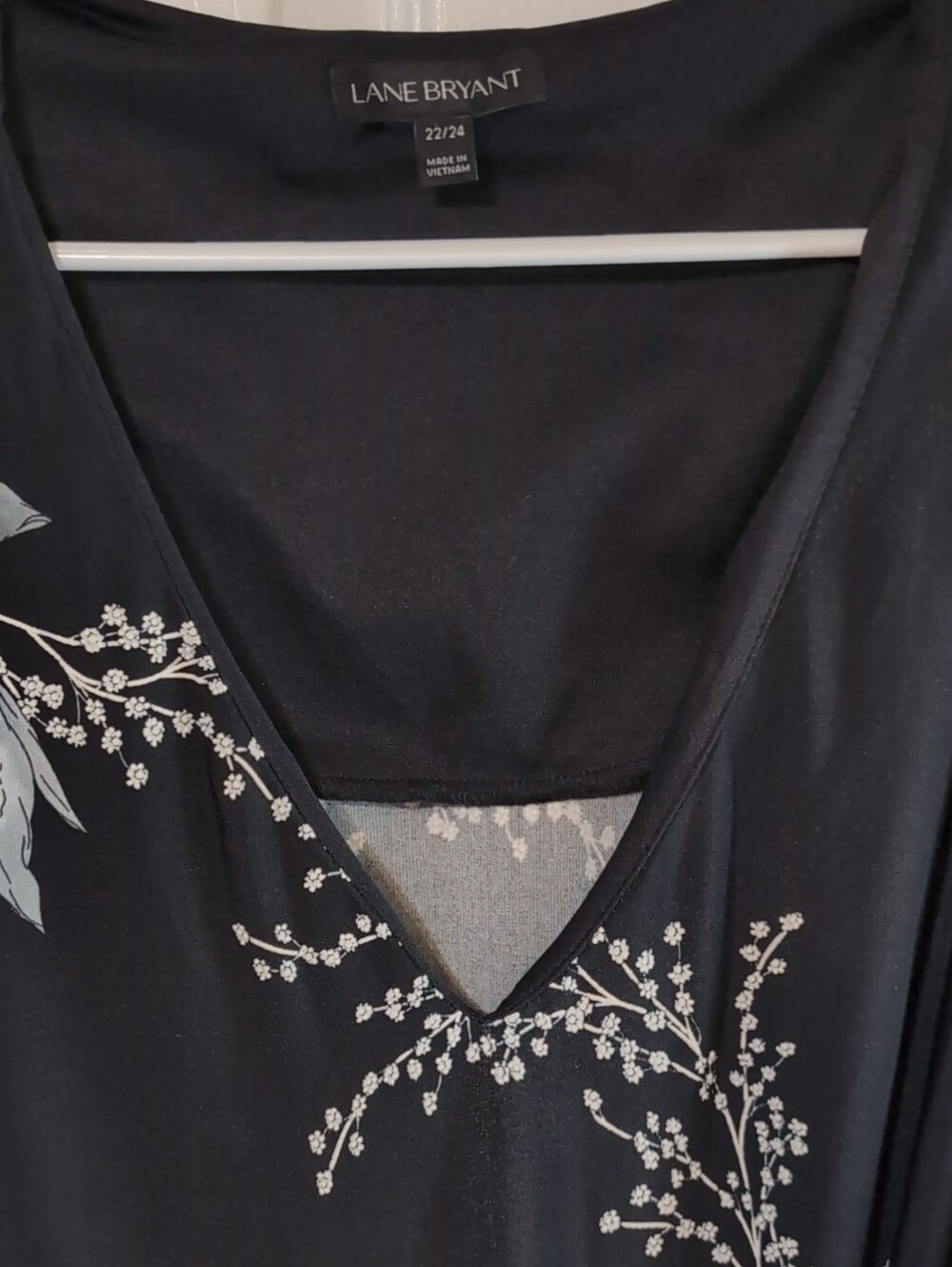Lane Bryant Black Floral V- Neck Short Waist Tie Dress